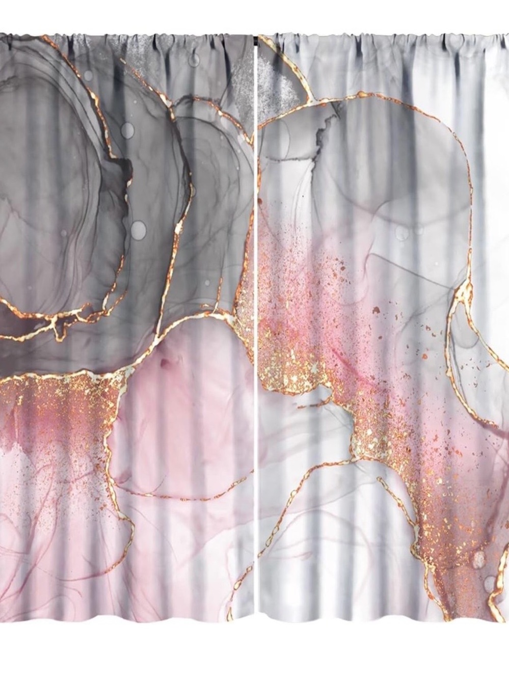 Abstract Marble Shower Curtain in Pink, Gray & Gold